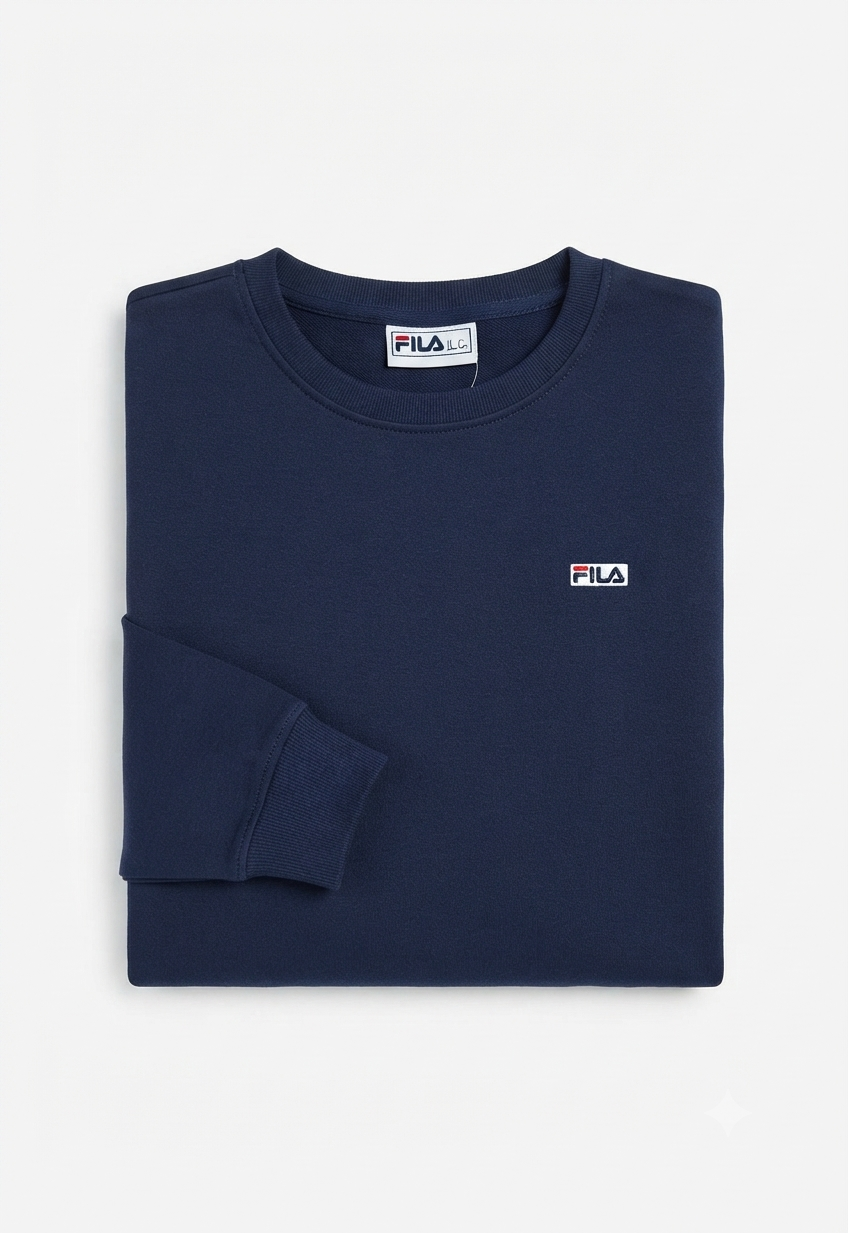 Fila navy blue classic sweatshirt, folded front view