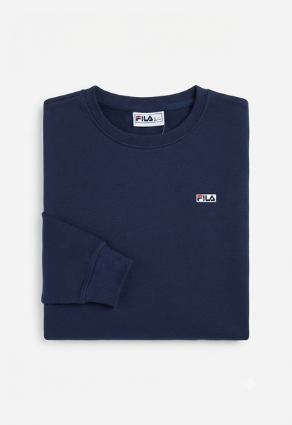 Fila navy blue classic sweatshirt, folded front view