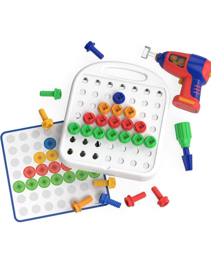 Educational Insights Design & Drill Patterns & Shapes Drill Toy, 58 Pieces with Toy Drill, Preschool STEM Toy for Home & Classroom, Ages 3+