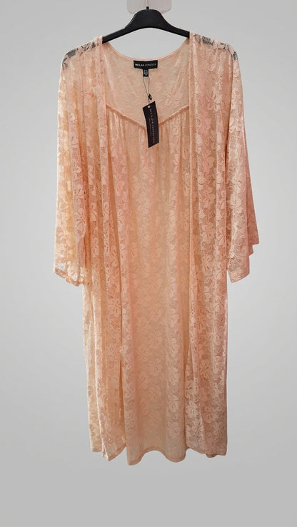 Mela London Long Lace  women Cardigan - Peach