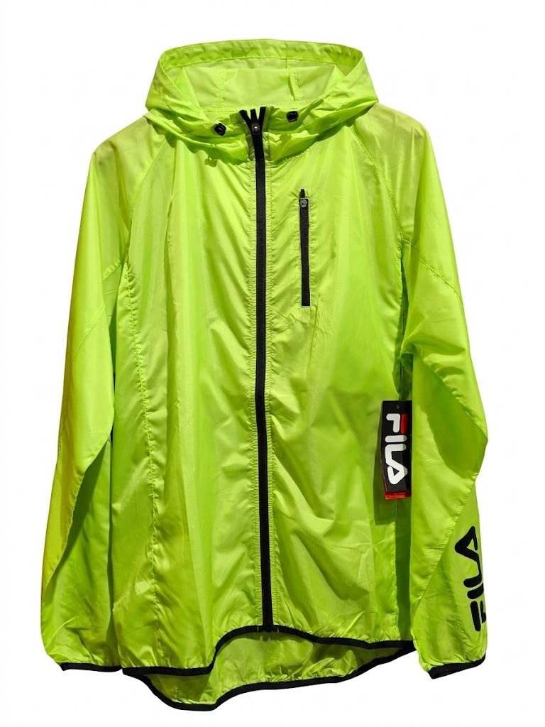 Fila neon lime windbreaker with sleeve logo and tag