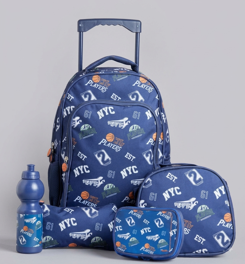 Eazy Kids 18" Trolley School Backpack, 5-Piece Set