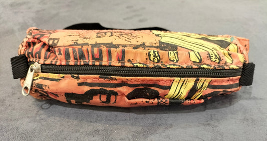 Orange Waist Pack With Black And Yellow Patterns