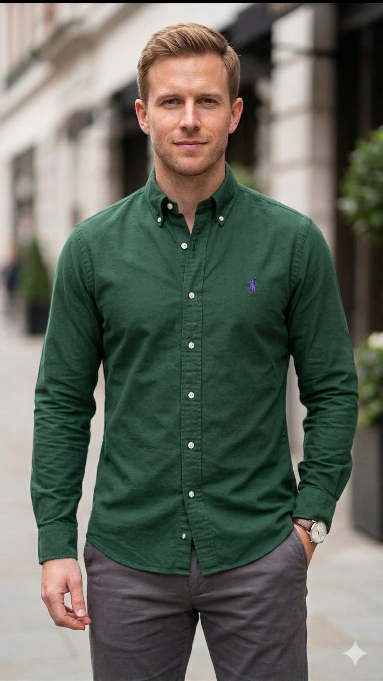 Polo Ralph Lauren Custom Fit Green Oxford Shirt