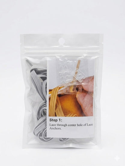 Grey Shoelaces With Lace Anchors - No Tie Tieless Shoelaces