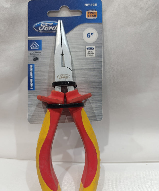 Ford VDE Long Nose Plier, FHT-J-021, 6 Inch, Yellow and Orange