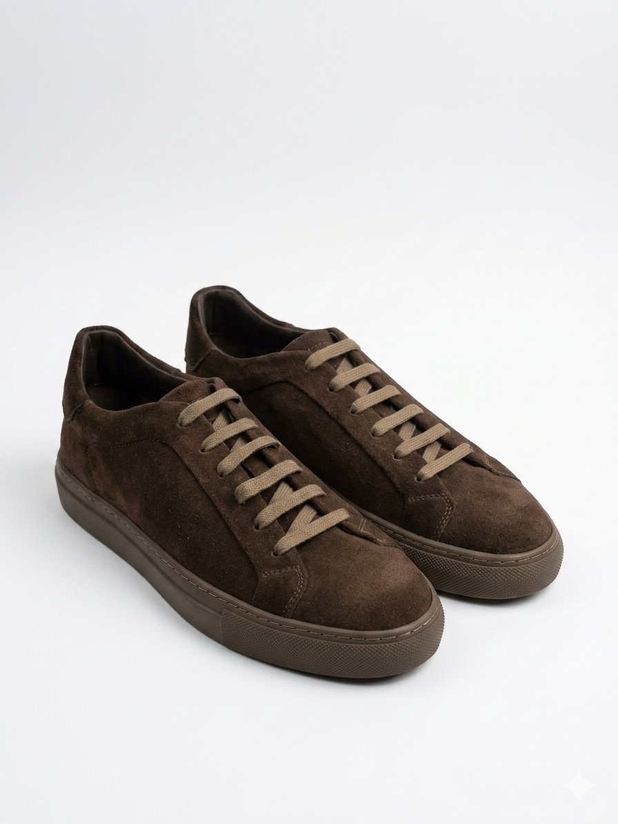 Pair of Massimo Dutti brown suede sneakers
