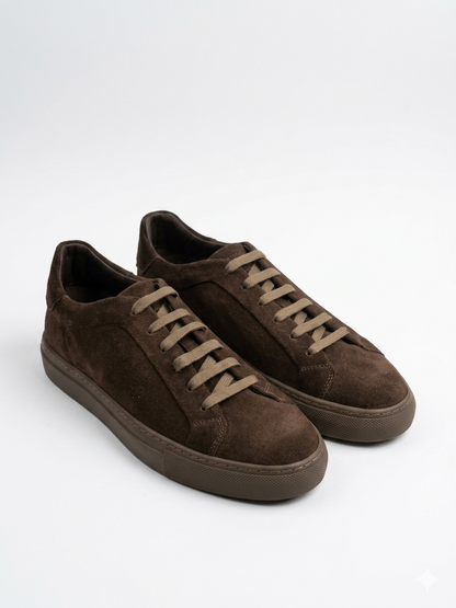 Pair of Massimo Dutti brown suede sneakers