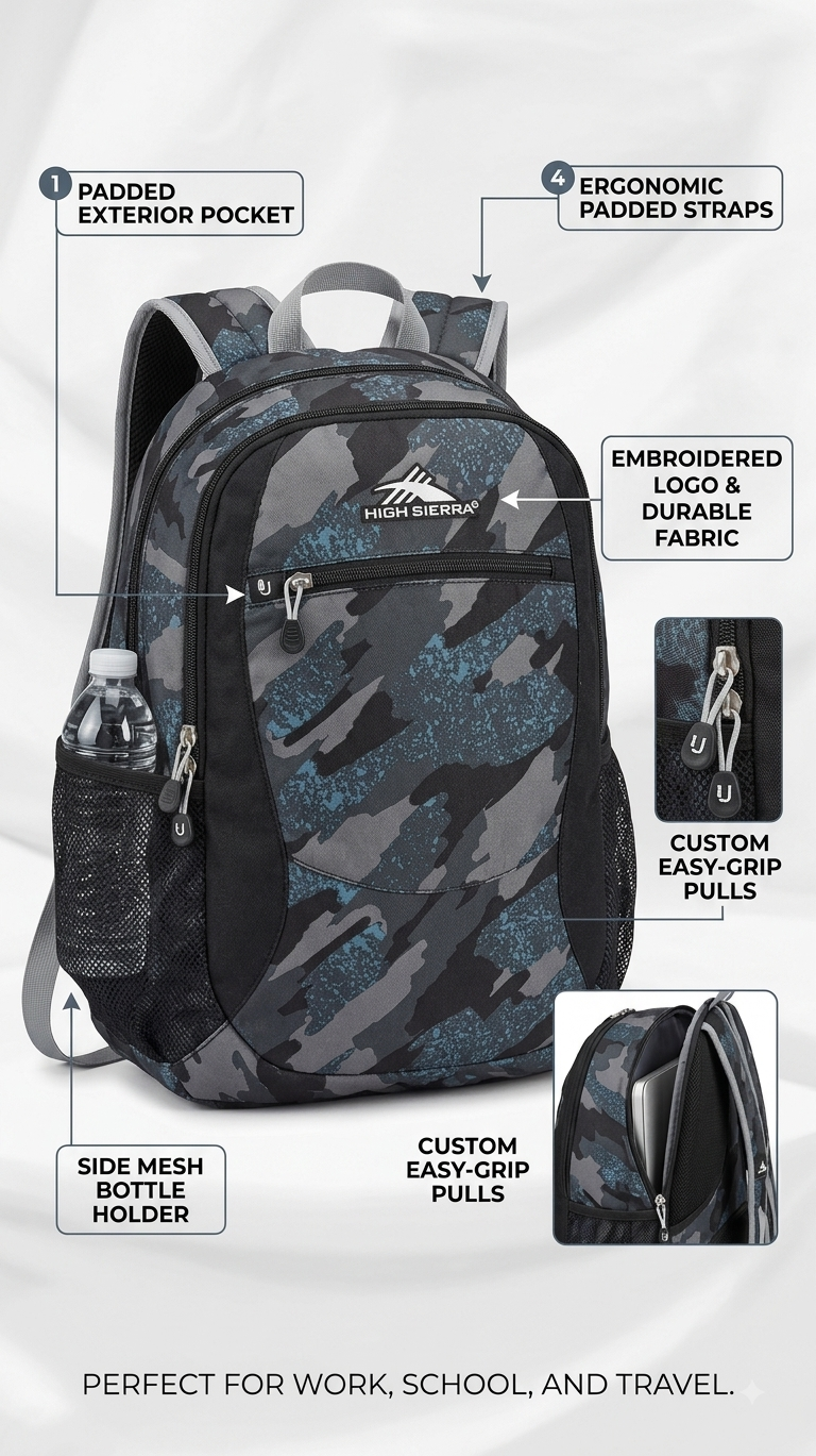 High Sierra Digital Camo School Backpack
