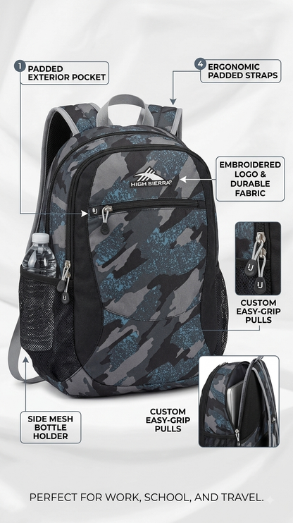 High Sierra Digital Camo School Backpack