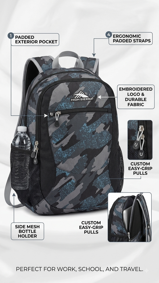 High Sierra Digital Camo School Backpack