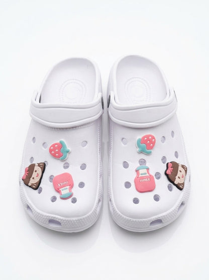 Girls White Clogs with Cute