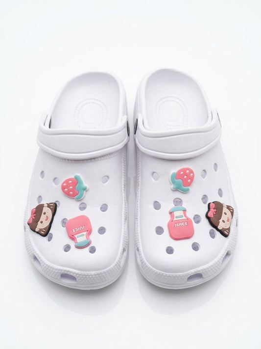 Girls White Clogs with Cute