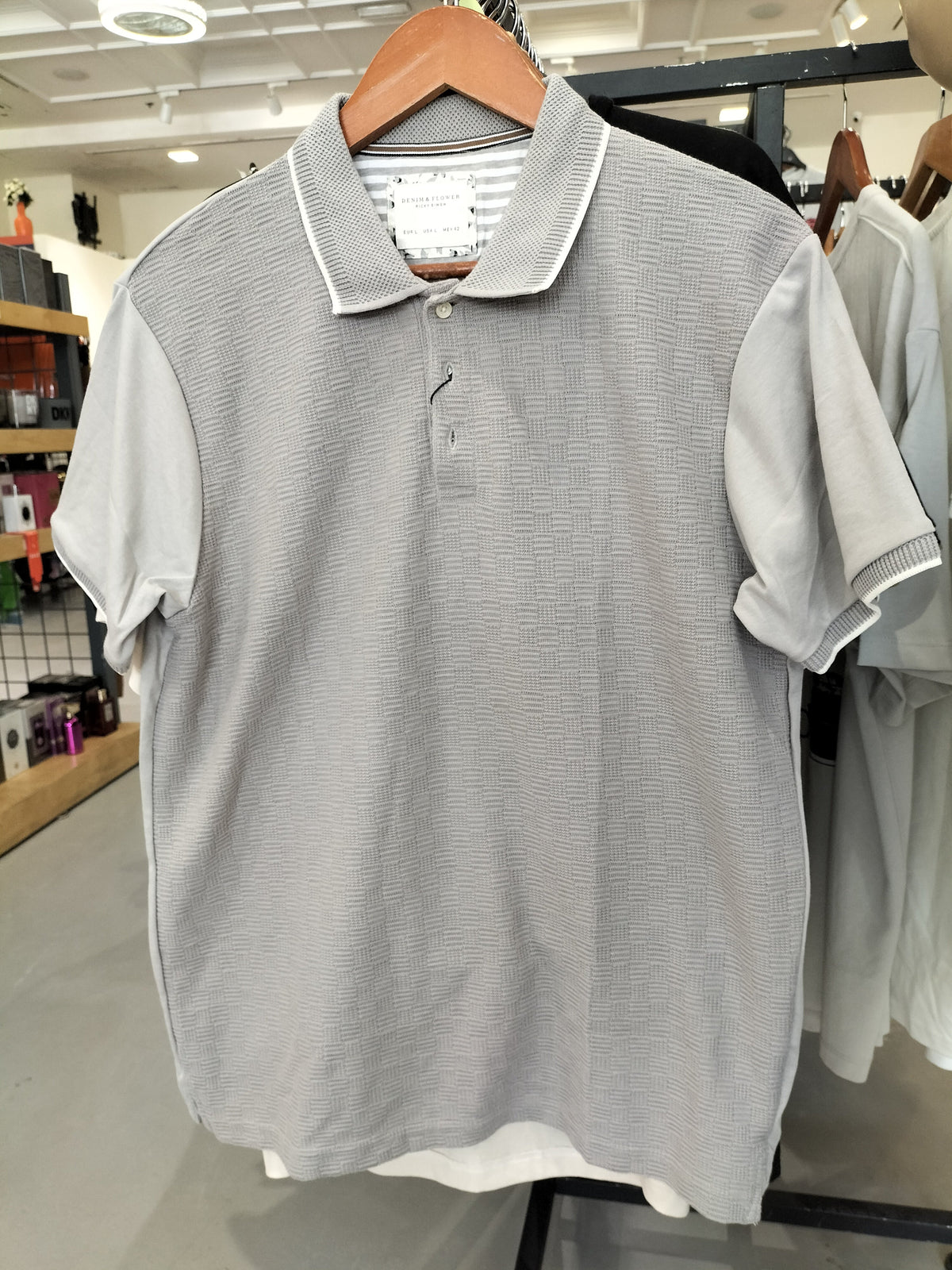 Ricky Singh Denim & Flower Light Gray Polo - Textured Knit