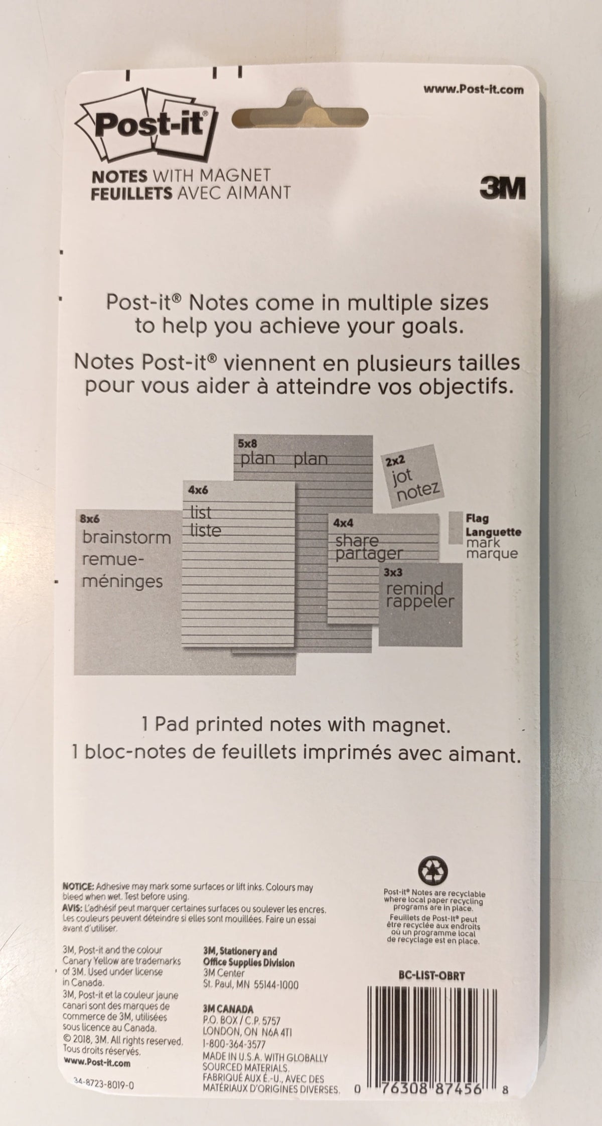 3M Post-It Notes With Magnet