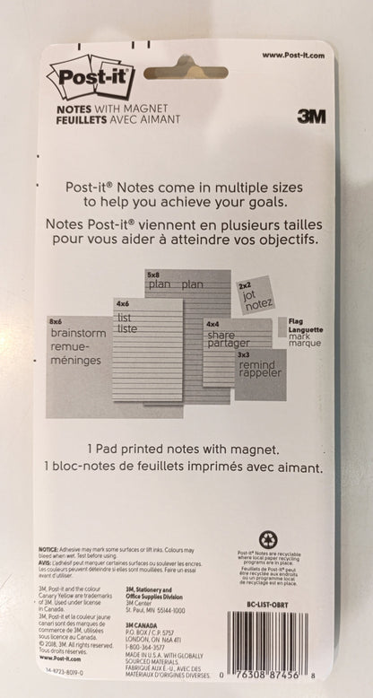 3M Post-It Notes With Magnet