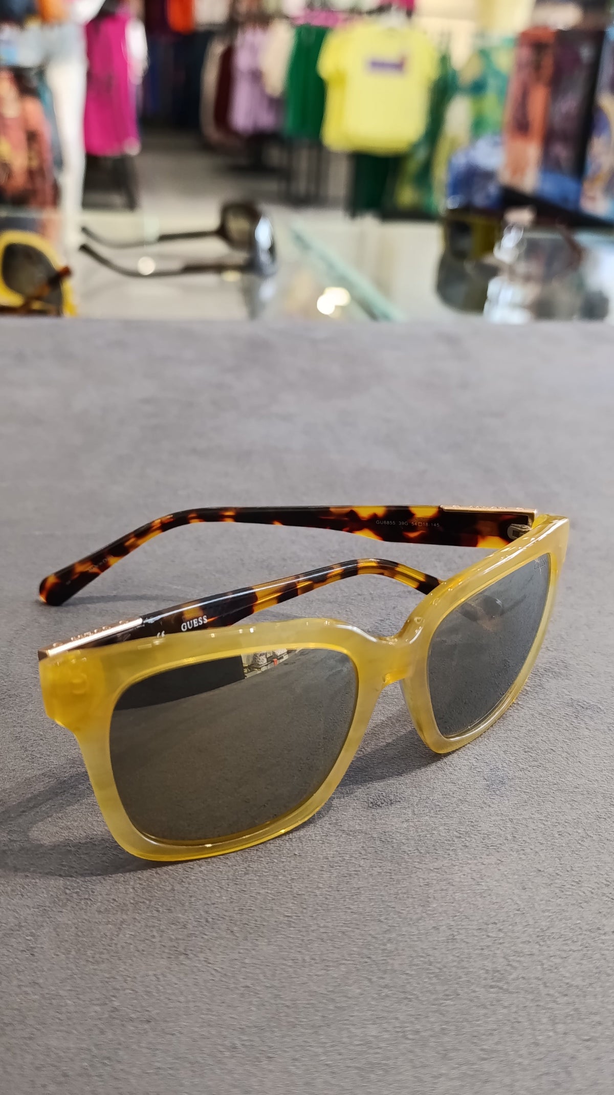 Guess Gu6855 39G Sunglasses – Yellow / Tortoise / Grey