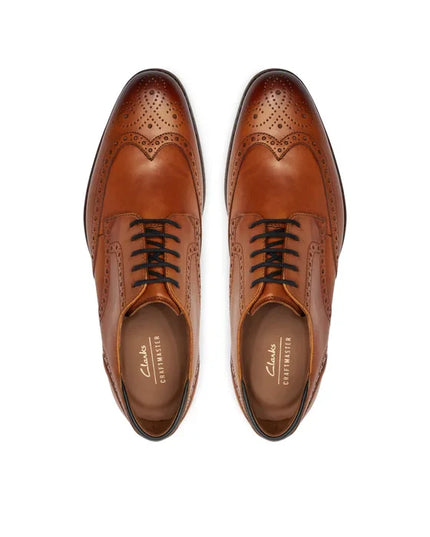 CLARKS SHOSE Men's Brown Leather Wingtip Oxford Dress Shoes – Classic Brogue Style by Clarks