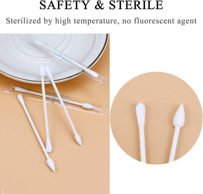 Sppry Portable Cotton Swabs Round-Pointed End - Individually Wrapped 100Pcs