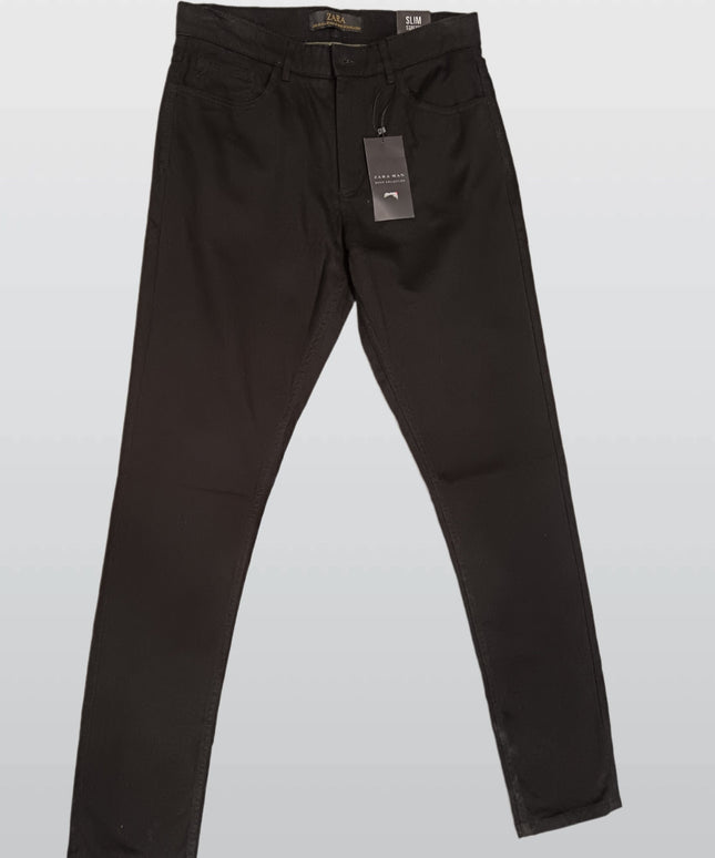ZARA MAN BASIC COLLECION SLIM STRETCH BLACK PANTS