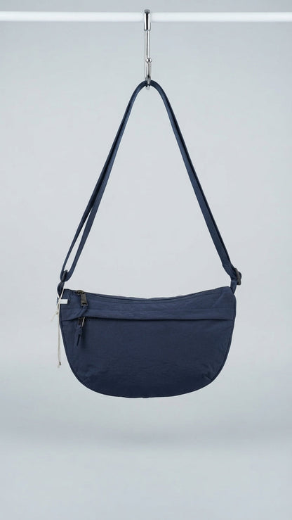 Bagco soft Bag Classic Nylon Crescent Crossbody Bag in navy blue