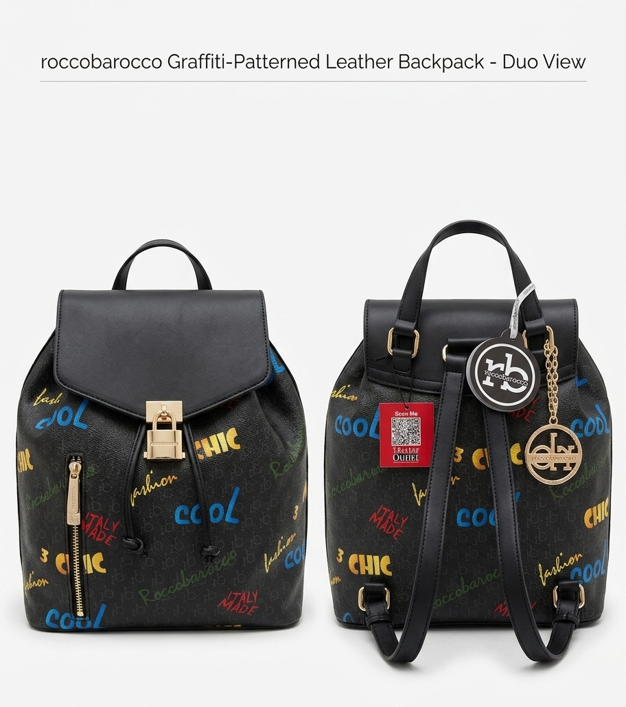 Roccobarocco Womens Backpack - Nero Zaino Letizia Cm-28X33X14 Cassiopea Nero Rbr910B0109N-01