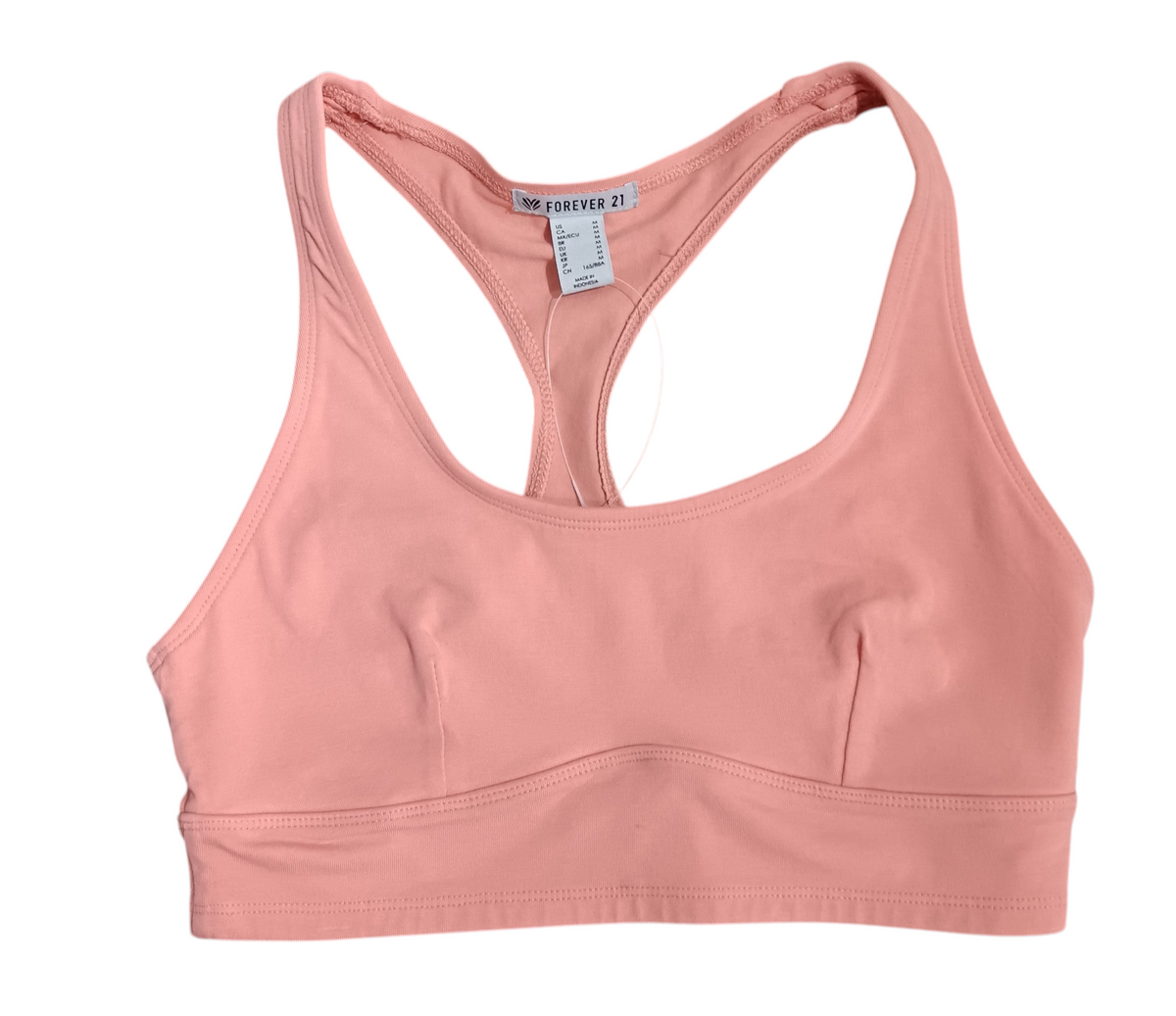Forever 21 coral sports bra, front view