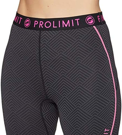 Prolimit black and pink 3/4 leggings, side close-up