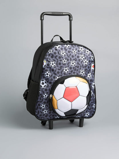 Kids Trolley School Bag With Football Design.