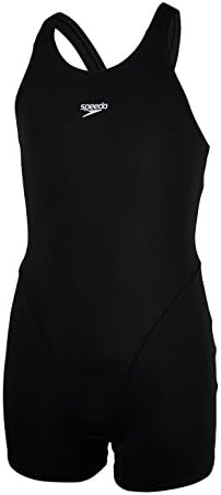 Speedo Myrtle black legsuit swimsuit with racerback, front view