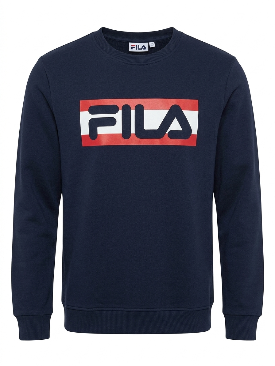 Fila Adlia navy crewneck sweatshirt with red and white logo band