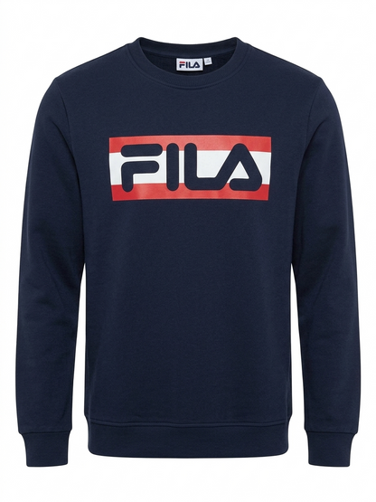 Fila Adlia navy crewneck sweatshirt with red and white logo band