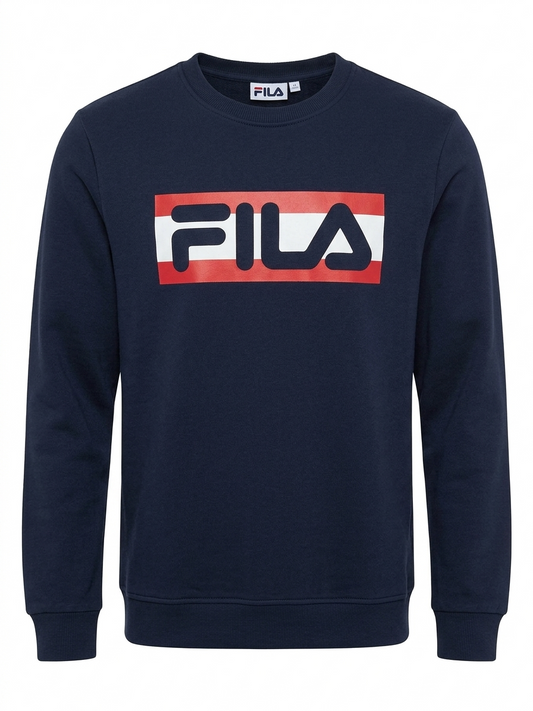 Fila Adlia navy crewneck sweatshirt with red and white logo band