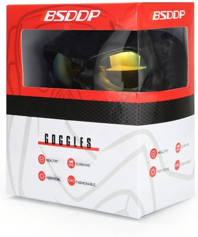 Motorbike Motorcycle Off-Road Riding Goggles Glasses with Skull Face Mask Open Face Helmet (Black Skull with Silver Lens)