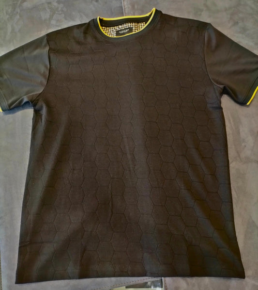 Ricky Singh Cactus Man Black T-Shirt with Hexagon Patterns