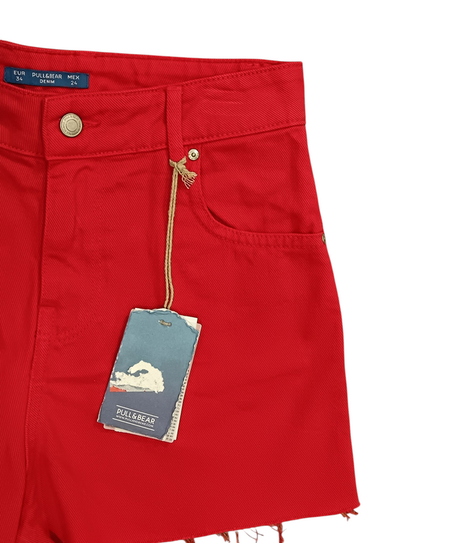 PULL&BEAR DENIM Women's Jeans Shorts Red
