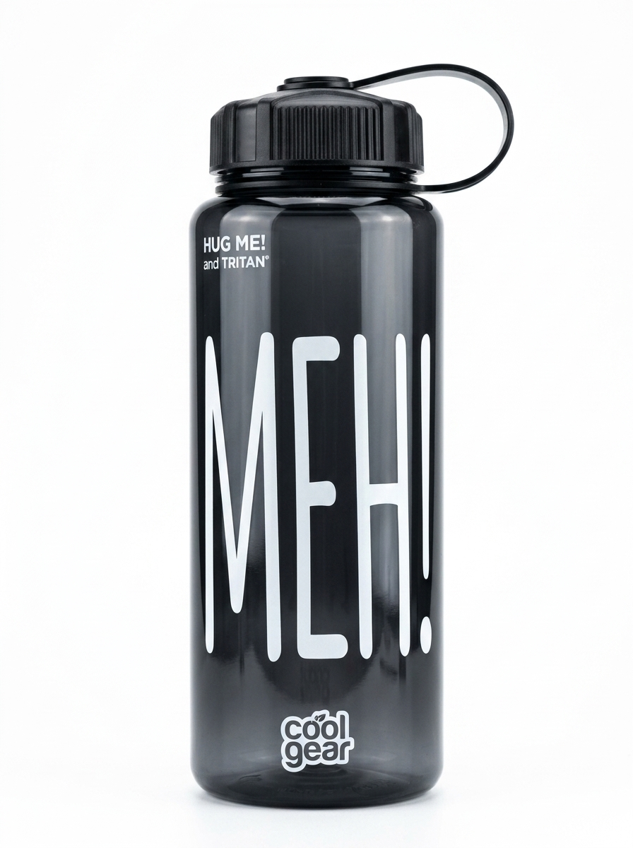 32Oz Cool Gear Meh. Transparent Black Water Bottle