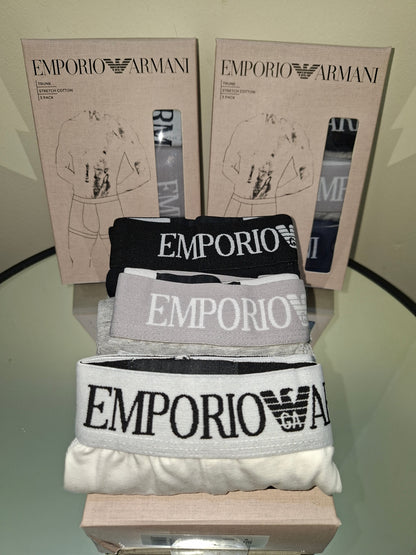 Emporio Armani 3-Pack Trunks, Stretch Cotton