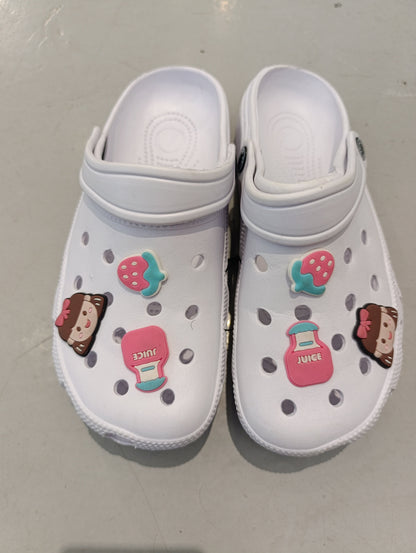 Girls White Clogs with Cute