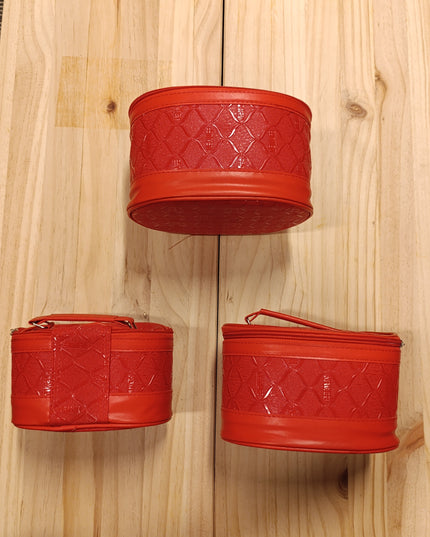 Makeup Bag for Women 3 Set / Color Red