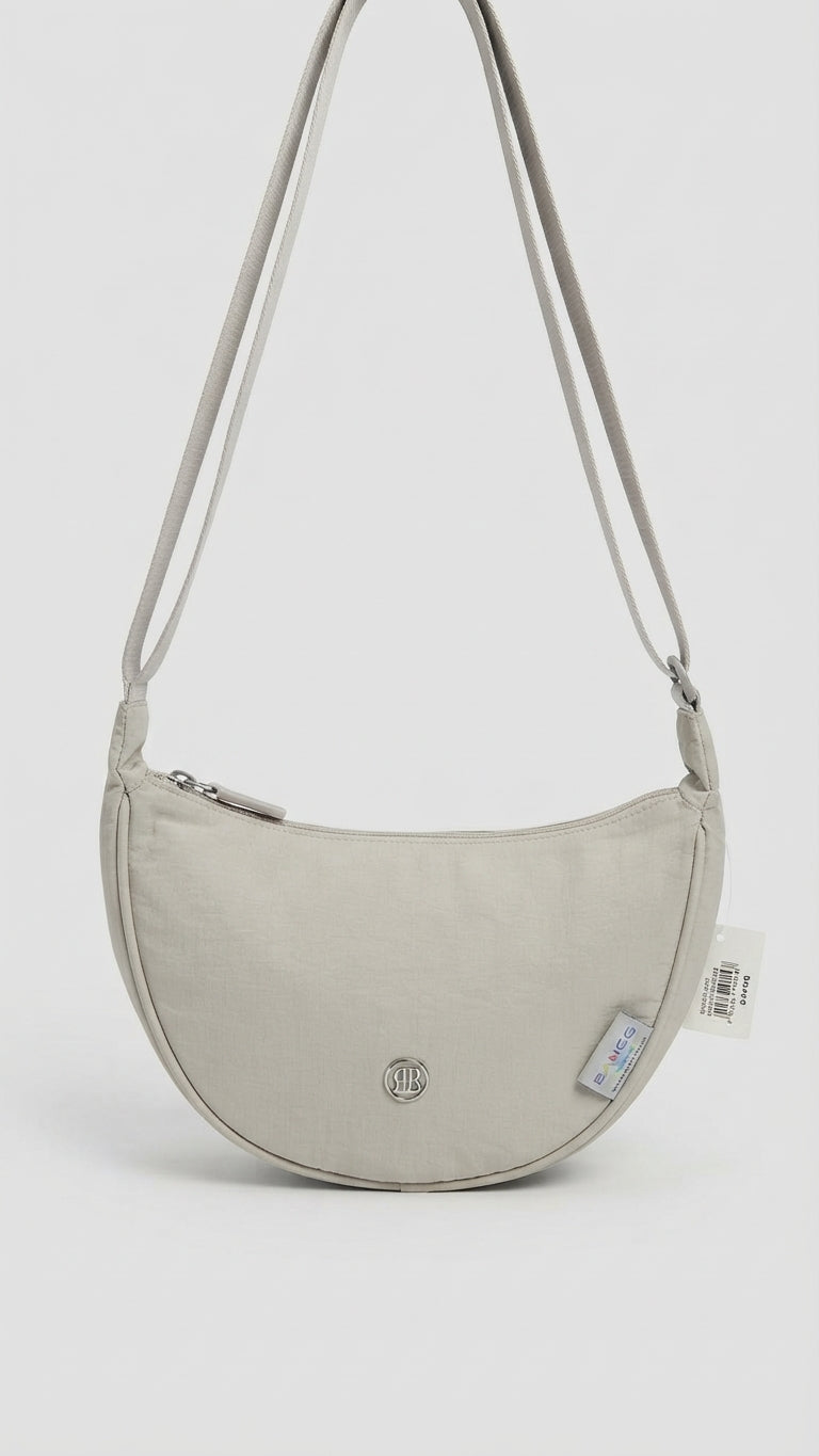 Bagco soft Bag Classic Nylon Crescent Crossbody Bag in creamy color