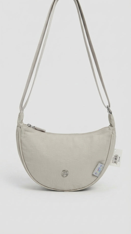 Bagco soft Bag Classic Nylon Crescent Crossbody Bag in creamy color