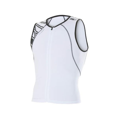 ZEROD white trisuit singlet with black and white print side panel