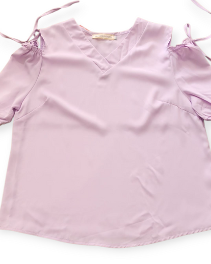 J&J NEW FASHION WOMEN'S PURPLE SHORT SLEEVE TOP