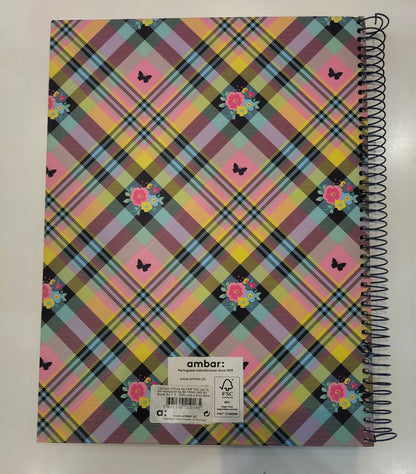 Ambar "Just For Girls" Pink Notebook With Multicolored Criss-Cross Pattern