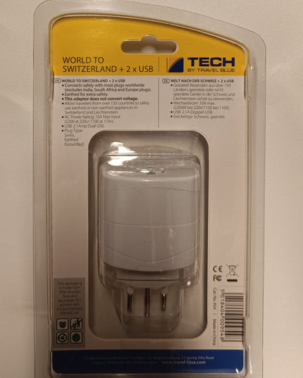 Tech by travel blue world to Switzerland +2×usb