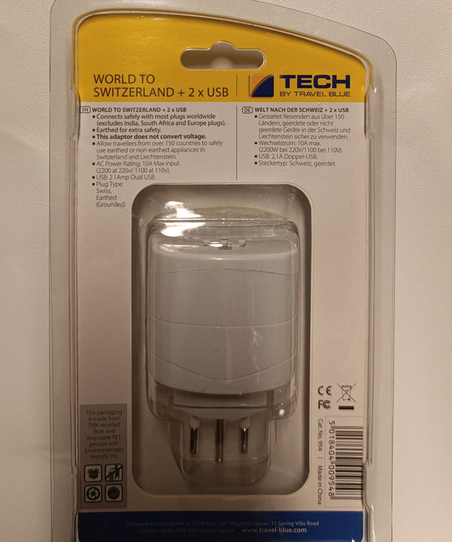 Tech by travel blue world to Switzerland +2×usb