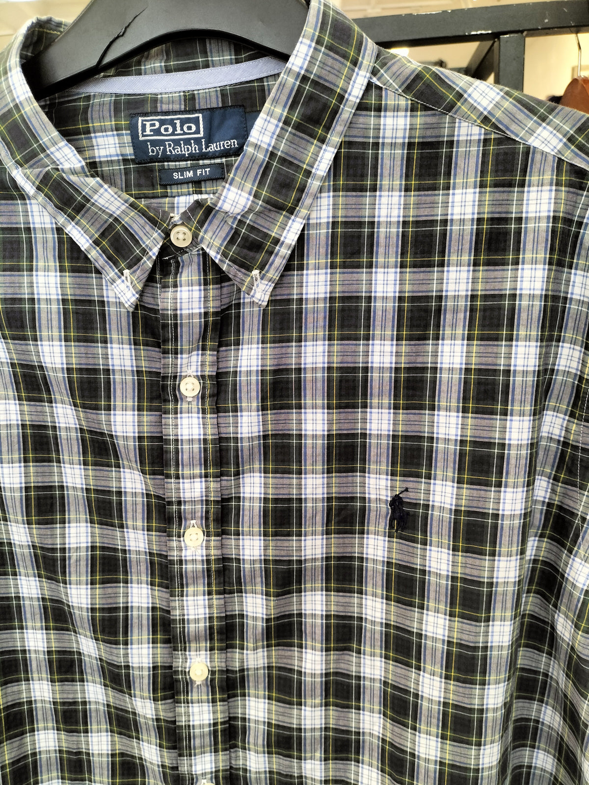 Ralph Lauren Men'S Black & White Plaid Long-Sleeve Shirt