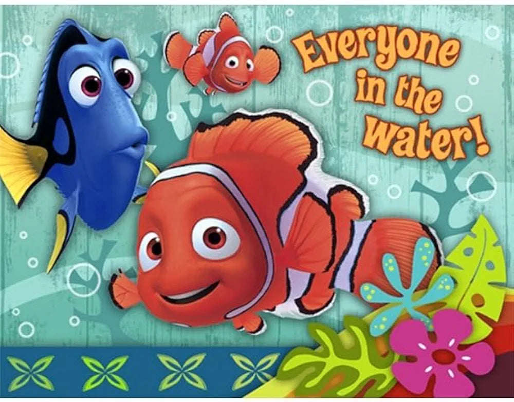 Finding Nemo party invitation card with Nemo and Dory