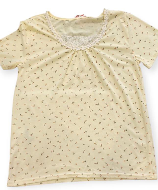 WOMEN'S YELLOW NIGHT TOP WITH FLORAL PRINT
